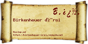 Birkenheuer Örsi névjegykártya
